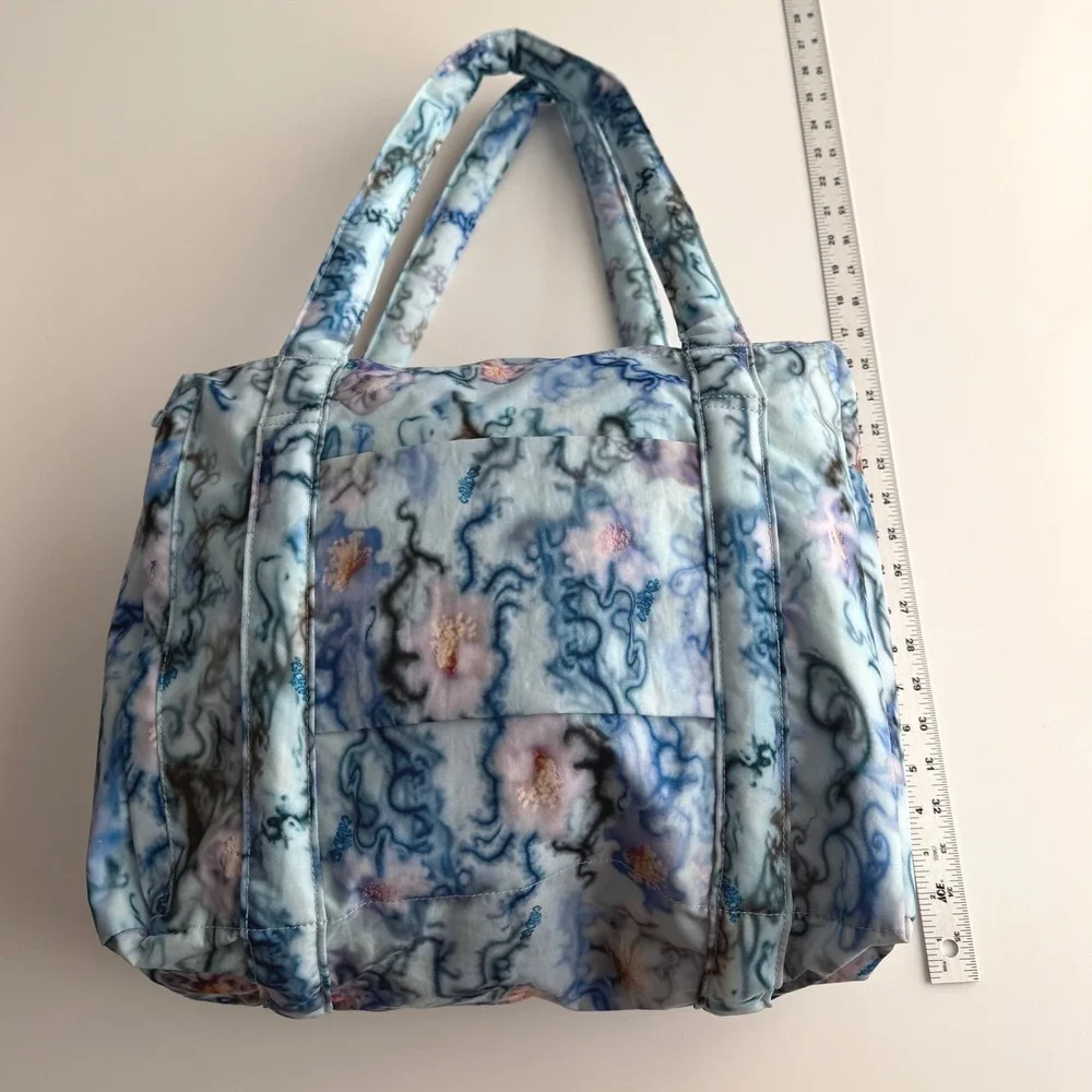 Baggu x Collina Strada NWT Small Cloud Carry On Tote in Blue Thorns Print